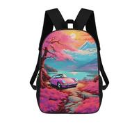 sinyumoney 17inch Mochila Escolar Para Niñas Pink Cars The Sunset Mochila Escolar Impresa En 3D Para Niños Mochila Informal Para El Día A Día Para Estudiantes De Secundaria