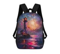 sinyumoney 17inch Mochila Escolar Para Niñas Purple Ocean Lighthouse Mochila Escolar Impresa En 3D Para Niños Mochila Informal Para El Día A Día Para Estudiantes De Secundaria