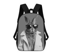 sinyumoney 17inch Mochila Escolar Para Niñas Rabbit Animals Portrait Mochila Escolar Impresa En 3D Para Niños Mochila Informal Para El Día A Día Para Estudiantes De Secundaria