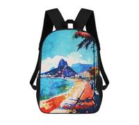 sinyumoney 17inch Mochila Escolar Para Niñas Rio De Janeiro Art Mochila Escolar Impresa En 3D Para Niños Mochila Informal Para El Día A Día Para Estudiantes De Secundaria