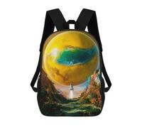 sinyumoney 17inch Mochila Escolar Para Niñas Rocket to A Planet Mochila Escolar Impresa En 3D Para Niños Mochila Informal Para El Día A Día Para Estudiantes De Secundaria