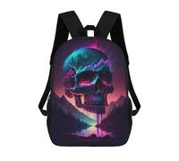 sinyumoney 17inch Mochila Escolar Para Niñas Synthwave Skull Mochila Escolar Impresa En 3D Para Niños Mochila Informal Para El Día A Día Para Estudiantes De Secundaria