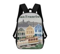 sinyumoney 17inch Mochila Escolar Para Niñas Travel to San Francisco Mochila Escolar Impresa En 3D Para Niños Mochila Informal Para El Día A Día Para Estudiantes De Secundaria