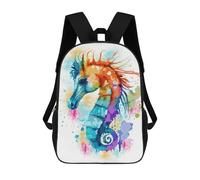 sinyumoney 17inch Mochila Escolar Para Niñas Watercolor Sea Horse Art Mochila Escolar Impresa En 3D Para Niños Mochila Informal Para El Día A Día Para Estudiantes De Secundaria
