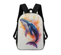 sinyumoney 17inch Mochila Escolar Para Niñas Watercolor Whale Mochila Escolar Impresa En 3D Para Niños Mochila Informal Para El Día A Día Para Estudiantes De Secundaria