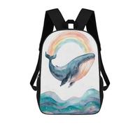 sinyumoney 17inch Mochila Escolar Para Niñas Watercolor Whale with Rainbow And Waves Mochila Escolar Impresa En 3D Para Niños Mochila Informal Para El Día A Día Para Estudiantes De Secundaria