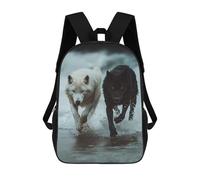 sinyumoney 17inch Mochila Escolar Para Niñas White And Black Wolves Running Mochila Escolar Impresa En 3D Para Niños Mochila Informal Para El Día A Día Para Estudiantes De Secundaria