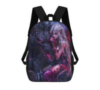 sinyumoney 17inch Mochila Escolar Para Niñas Wolf And Woman Mochila Escolar Impresa En 3D Para Niños Mochila Informal Para El Día A Día Para Estudiantes De Secundaria