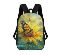 sinyumoney 17inch Monarch Butterfly on Sunflower Mochila Escolar Infantil Con Estampado 3D, Mochila Escolar Informal Para Niños De Primaria Y Secundaria
