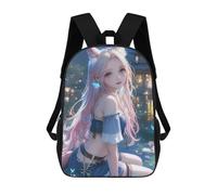 sinyumoney 17inch Moonlit Fox Eared Girl Mochila Escolar Infantil Con Estampado 3D, Mochila Escolar Informal Para Niños De Primaria Y Secundaria
