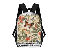 sinyumoney 17inch Morris Butterfly Floral Exhibition Mochila Escolar Infantil Con Estampado 3D, Mochila Escolar Informal Para Niños De Primaria Y Secundaria