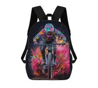 sinyumoney 17inch Mountain Biker in Color Blast Mochila Escolar Infantil Con Estampado 3D, Mochila Escolar Informal Para Niños De Primaria Y Secundaria