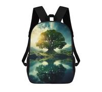 sinyumoney 17inch Nature's Reflection Tree of Life Mochila Escolar Infantil Con Estampado 3D, Mochila Escolar Informal Para Niños De Primaria Y Secundaria