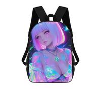 sinyumoney 17inch Neon Anime Girl for Gaming Room Mochila Escolar Infantil Con Estampado 3D, Mochila Escolar Informal Para Niños De Primaria Y Secundaria