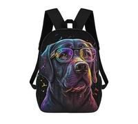 sinyumoney 17inch Neon Dog Glasses Art Print-2 Mochila Escolar Infantil Con Estampado 3D, Mochila Escolar Informal Para Niños De Primaria Y Secundaria