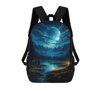 sinyumoney 17inch Night Moonlit Forest River Scene Mochila Escolar Infantil Con Estampado 3D, Mochila Escolar Informal Para Niños De Primaria Y Secundaria