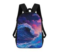 sinyumoney 17inch Ocean Wave Art Print-1 Mochila Escolar Infantil Con Estampado 3D, Mochila Escolar Informal Para Niños De Primaria Y Secundaria