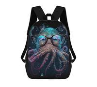 sinyumoney 17inch Octopus with Glasses Art Print Mochila Escolar Infantil Con Estampado 3D, Mochila Escolar Informal Para Niños De Primaria Y Secundaria