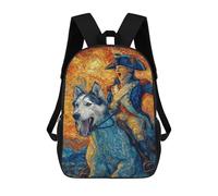 sinyumoney 17inch Painted Husky Adventure Mochila Escolar Infantil Con Estampado 3D, Mochila Escolar Informal Para Niños De Primaria Y Secundaria