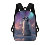 sinyumoney 17inch Penguin Aurora Borealis Ice Mochila Escolar Infantil Con Estampado 3D, Mochila Escolar Informal Para Niños De Primaria Y Secundaria