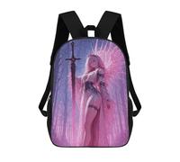 sinyumoney 17inch Pink Haired Warrior with Sword Mochila Escolar Infantil Con Estampado 3D, Mochila Escolar Informal Para Niños De Primaria Y Secundaria
