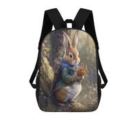 sinyumoney 17inch Rabbit Holding Flowers Art Print Mochila Escolar Infantil Con Estampado 3D, Mochila Escolar Informal Para Niños De Primaria Y Secundaria