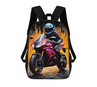 sinyumoney 17inch Rider in Leather on Red Motorcycle Mochila Escolar Infantil Con Estampado 3D, Mochila Escolar Informal Para Niños De Primaria Y Secundaria
