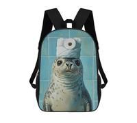 sinyumoney 17inch Seal with Toilet Paper Hat Mochila Escolar Infantil Con Estampado 3D, Mochila Escolar Informal Para Niños De Primaria Y Secundaria