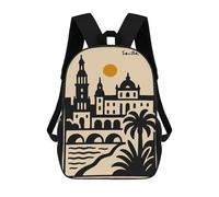 sinyumoney 17inch Seville, Spain Cityscape Illustration Mochila Escolar Infantil Con Estampado 3D, Mochila Escolar Informal Para Niños De Primaria Y Secundaria