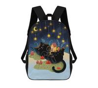 sinyumoney 17inch Sleeping Cat Under Starry Sky Mochila Escolar Infantil Con Estampado 3D, Mochila Escolar Informal Para Niños De Primaria Y Secundaria