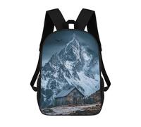 sinyumoney 17inch Snowy Mountain Cabin Scene Mochila Escolar Infantil Con Estampado 3D, Mochila Escolar Informal Para Niños De Primaria Y Secundaria