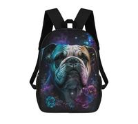 sinyumoney 17inch Space Bulldog with Flowers Mochila Escolar Infantil Con Estampado 3D, Mochila Escolar Informal Para Niños De Primaria Y Secundaria