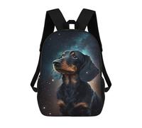 sinyumoney 17inch Space Pup Dachshund in Galaxy Mochila Escolar Infantil Con Estampado 3D, Mochila Escolar Informal Para Niños De Primaria Y Secundaria