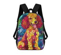 sinyumoney 17inch Stained Glass Poodle Art Print Mochila Escolar Infantil Con Estampado 3D, Mochila Escolar Informal Para Niños De Primaria Y Secundaria