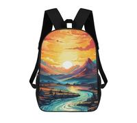 sinyumoney 17inch Sunset Mountain River Landscape Mochila Escolar Infantil Con Estampado 3D, Mochila Escolar Informal Para Niños De Primaria Y Secundaria