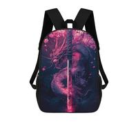 sinyumoney 17inch Sword Dragon Cherry Blossom Art Print Mochila Escolar Infantil Con Estampado 3D, Mochila Escolar Informal Para Niños De Primaria Y Secundaria