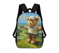sinyumoney 17inch Teddy Bear Golfing Art Print Mochila Escolar Infantil Con Estampado 3D, Mochila Escolar Informal Para Niños De Primaria Y Secundaria