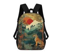 sinyumoney 17inch Tiger Bamboo Forest Sunset Mochila Escolar Infantil Con Estampado 3D, Mochila Escolar Informal Para Niños De Primaria Y Secundaria