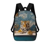 sinyumoney 17inch Tiger in Luxury Bathroom Mochila Escolar Infantil Con Estampado 3D, Mochila Escolar Informal Para Niños De Primaria Y Secundaria