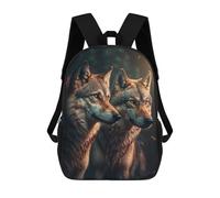 sinyumoney 17inch Two Wolves Mochila Escolar Infantil Con Estampado 3D, Mochila Escolar Informal Para Niños De Primaria Y Secundaria