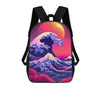 sinyumoney 17inch Vibrant Wave Sunset Art Print Mochila Escolar Infantil Con Estampado 3D, Mochila Escolar Informal Para Niños De Primaria Y Secundaria