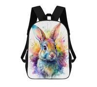 sinyumoney 17inch Watercolor Rabbit Portrait Mochila Escolar Infantil Con Estampado 3D, Mochila Escolar Informal Para Niños De Primaria Y Secundaria