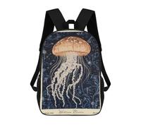 sinyumoney 17inch William Morris Jellyfish Nautical Mochila Escolar Infantil Con Estampado 3D, Mochila Escolar Informal Para Niños De Primaria Y Secundaria