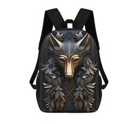 sinyumoney 17inch Wolf Gold Relief Deco Mochila Escolar Infantil Con Estampado 3D, Mochila Escolar Informal Para Niños De Primaria Y Secundaria