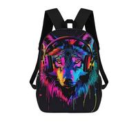 sinyumoney 17inch Wolf Headphones Music Art Print Mochila Escolar Infantil Con Estampado 3D, Mochila Escolar Informal Para Niños De Primaria Y Secundaria