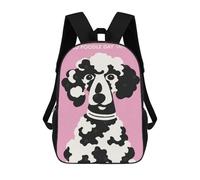 sinyumoney 17inch World Poodle Day Pink Art Mochila Escolar Infantil Con Estampado 3D, Mochila Escolar Informal Para Niños De Primaria Y Secundaria