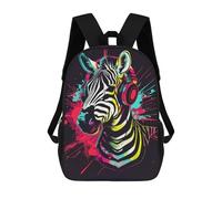 sinyumoney 17inch Zebra Headphones Music Art Print Mochila Escolar Infantil Con Estampado 3D, Mochila Escolar Informal Para Niños De Primaria Y Secundaria