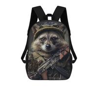sinyumoney 17inchMochila Armed Raccoon Soldier Portrait Mochila Escolar Impresa En 3D Para Niños Y Niñas, Mochila Para Portátil Para Niños/estudiantes/adultos