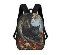 sinyumoney 17inchMochila Autumn Black Cat Art Print-1 Mochila Escolar Impresa En 3D Para Niños Y Niñas, Mochila Para Portátil Para Niños/estudiantes/adultos