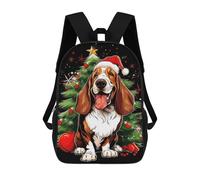 sinyumoney 17inchMochila Basset Hound Christmas Mochila Escolar Impresa En 3D Para Niños Y Niñas, Mochila Para Portátil Para Niños/estudiantes/adultos